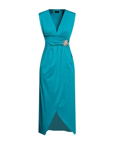 Siste's Woman Maxi Dress Turquoise Size M Polyester, Elastane In Blue