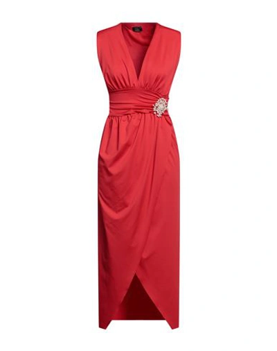Siste's Woman Maxi Dress Red Size M Polyester, Elastane