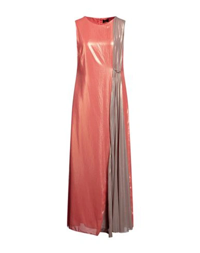 Siste's Woman Maxi Dress Salmon Pink Size L Polyester