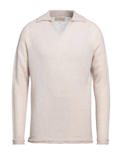 120% Lino Man Sweater Beige Size M Mohair Wool, Polyamide, Linen, Cashmere, Wool In Beige