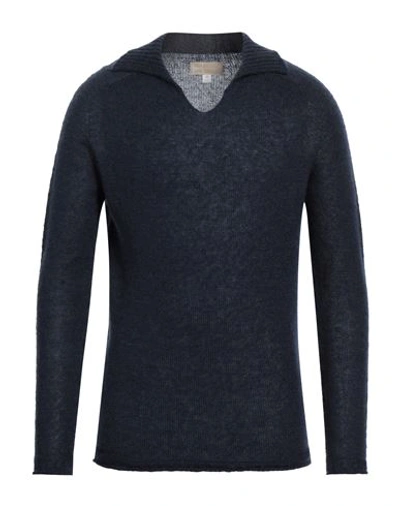 120% Lino Man Sweater Midnight Blue Size S Mohair Wool, Polyamide, Linen, Cashmere, Wool In Blue