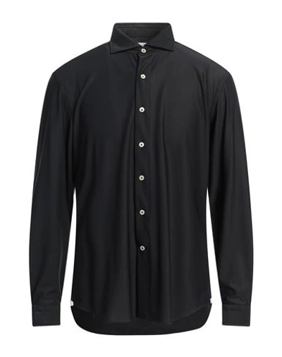 Alessandro Gherardi Man Shirt Black Size 15 Cotton, Polyamide, Elastane