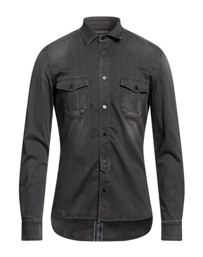 Karl Lagerfeld Man Denim Shirt Black Size L Cotton, Elastomultiester, Elastane