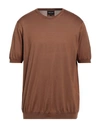 Giorgio Armani Man Sweater Brown Size 46 Silk, Cotton