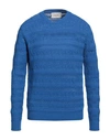 LUCQUES LUCQUES MAN SWEATER AZURE SIZE 38 WOOL, VISCOSE, POLYAMIDE, CASHMERE