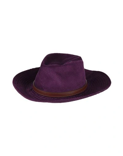 Borsalino Woman Hat Purple Size 7 ⅜ Cotton, Cashmere