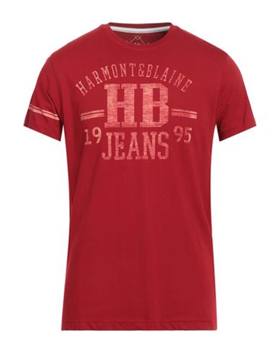 Harmont & Blaine Man T-shirt Brick Red Size Xxl Cotton