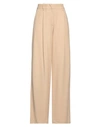 Federica Tosi Tech Fabric Beige Pants With All-over Applied Sequins In Beige