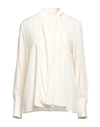 Msgm Woman Top Ivory Size 6 Acetate, Silk In White