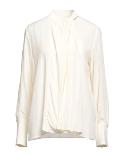 Msgm Woman Top Ivory Size 4 Acetate, Silk In White