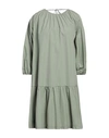 European Culture Woman Short Dress Sage Green Size Xxl Cotton
