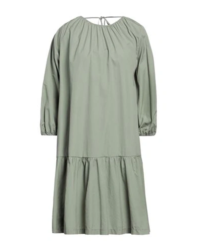European Culture Woman Short Dress Sage Green Size Xxl Cotton
