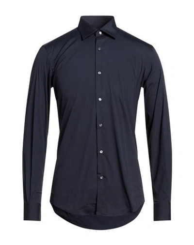 Pal Zileri Man Shirt Midnight Blue Size 16 ½ Cotton, Polyamide, Elastane