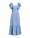 Actualee Woman Long Dress Light Blue Size 6 Linen In Blue