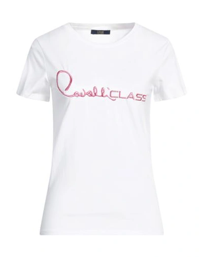 Cavalli Class Woman T-shirt White Size Xl Cotton, Elastane