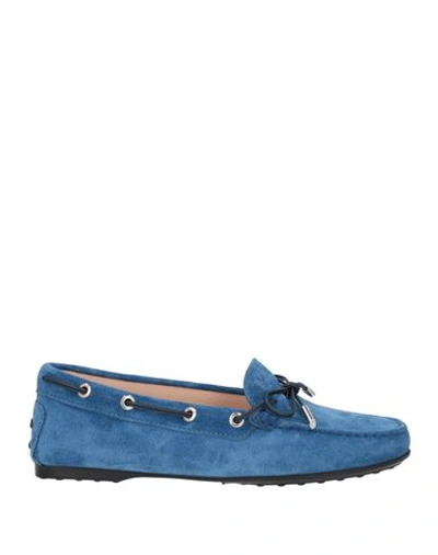 Tod's Woman Loafers Turquoise Size 7.5 Soft Leather In Blue