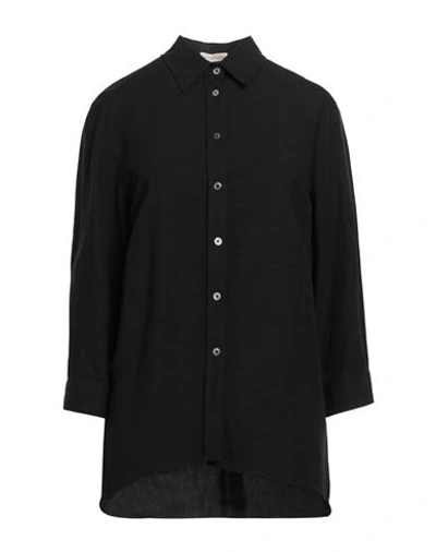 Camicettasnob Woman Shirt Black Size 8 Viscose, Linen