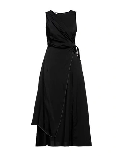 High Woman Midi Dress Black Size 6 Virgin Wool, Viscose, Cupro