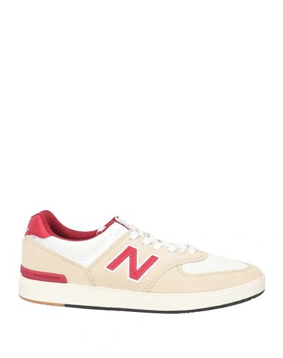 New Balance Man Sneakers Beige Size 9 Textile Fibers, Soft Leather