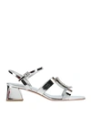Roger Vivier Woman Sandals Silver Size 12 Soft Leather In Silver