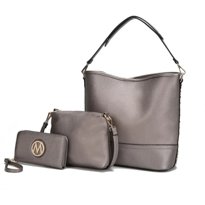 Mkf Collection By Mia K Ultimate Hobo Bag With Pouch & Wallet In Grey