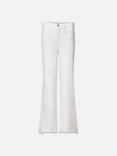 Frame Le Jane Wide Leg Raw Fray Jeans In White
