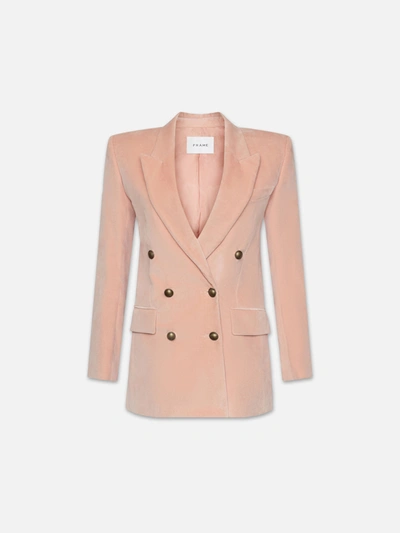 Frame Double Breasted Slim Blazer In Pink