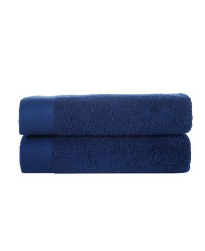 Brooks Brothers Solid Signature 2pc Bath Sheets In Navy