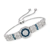 Ross-simons Blue And White Diamond Octagon Bolo Bracelet In Sterling Silver In Blue