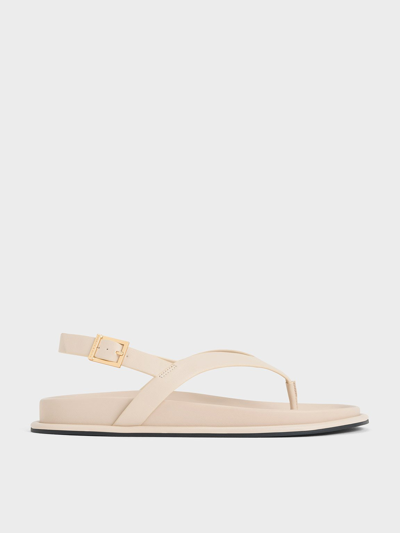 Charles & Keith V-strap Thong Sandals In Cream