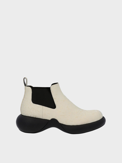 Charles & Keith Hallie Textured Ankle Boots In White