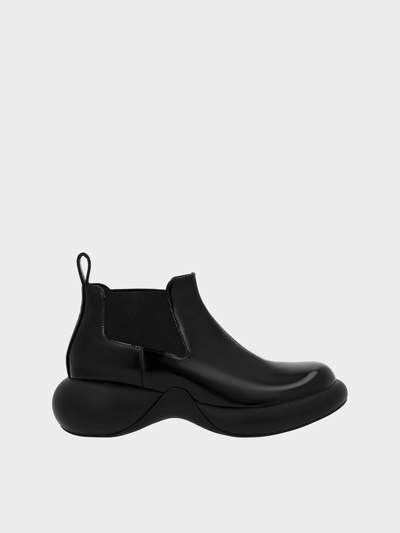 Charles & Keith Hallie Patent Leather Ankle Boots In Black Patent
