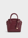 CHARLES & KEITH CHARLES & KEITH - HARPER CROC-EFFECT STRUCTURED TOP HANDLE BAG