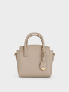 Charles & Keith Double Handle Trapeze Tote Bag In Taupe