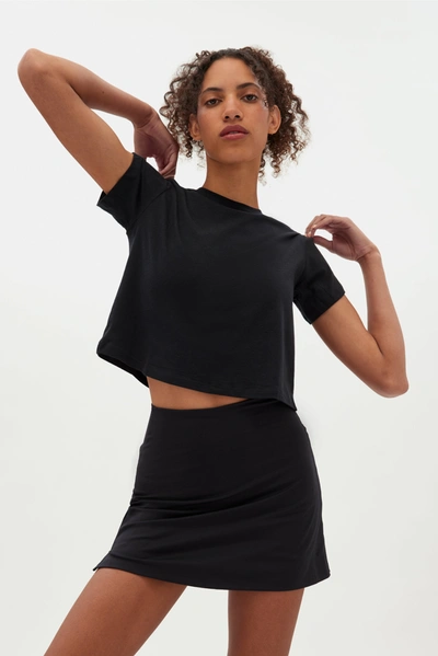 Girlfriend Collective Black Recycled Cotton Cropped Crew