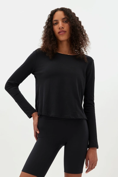 Girlfriend Collective Black Recycled Cotton Long Sleeve Crew
