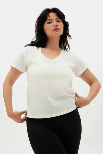 Girlfriend Collective Ivory Recycled Cotton Classic V-neck