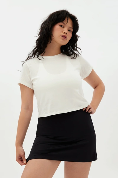 Girlfriend Collective Ivory Recycled Cotton Cropped Crew