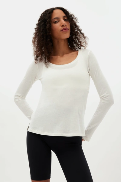 Girlfriend Collective Ivory Recycled Cotton Fitted Long Sleeve