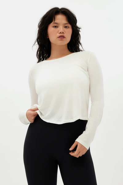 Girlfriend Collective Ivory Recycled Cotton Long Sleeve Crew