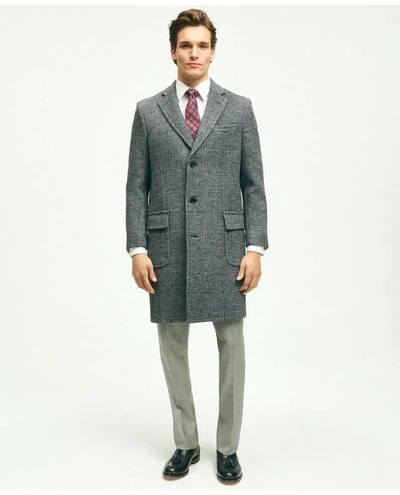 Brooks Brothers Wool Blend Double-faced Glen Plaid Overcoat In Grey