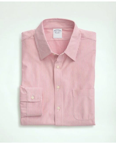 Brooks Brothers Japanese Knit Striped Dress Shirt In Red