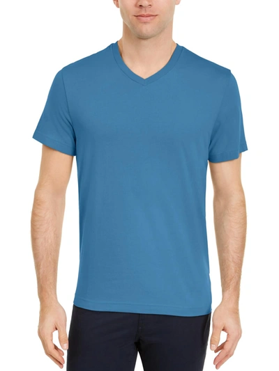 Club Room Mens V Neck Cotton T-shirt In Blue