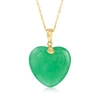CANARIA FINE JEWELRY CANARIA JADE HEART PENDANT NECKLACE IN 10KT YELLOW GOLD