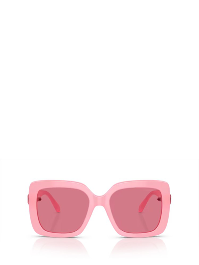 Swarovski Crystal-embellished Rectangle-frame Sunglasses In Pink Internal Mirror Silver