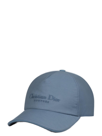Dior Christian  Logo Embroidered Baseball Cap In Blue