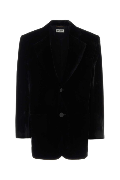 Saint Laurent Black Hourglass Blazer In Cotton Velor Saint Lurent Woman