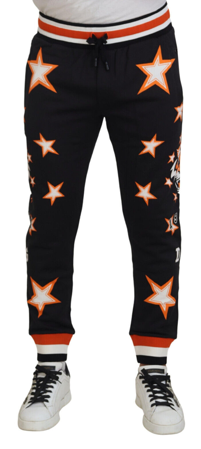 Pre-owned Dolce & Gabbana Pants Black Orange Star Trousers Sport It46 / W32 / S Rrp $900