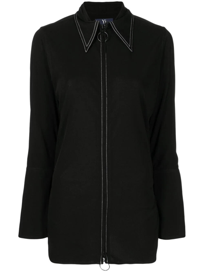 Pre-owned Yohji Yamamoto Y's By  Women's Long Sleeve Zip-up Top, Black, Xs (us 1)