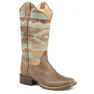 Pre-owned Roper Ladies Flex Mesa Sq Toe Boots In Brown